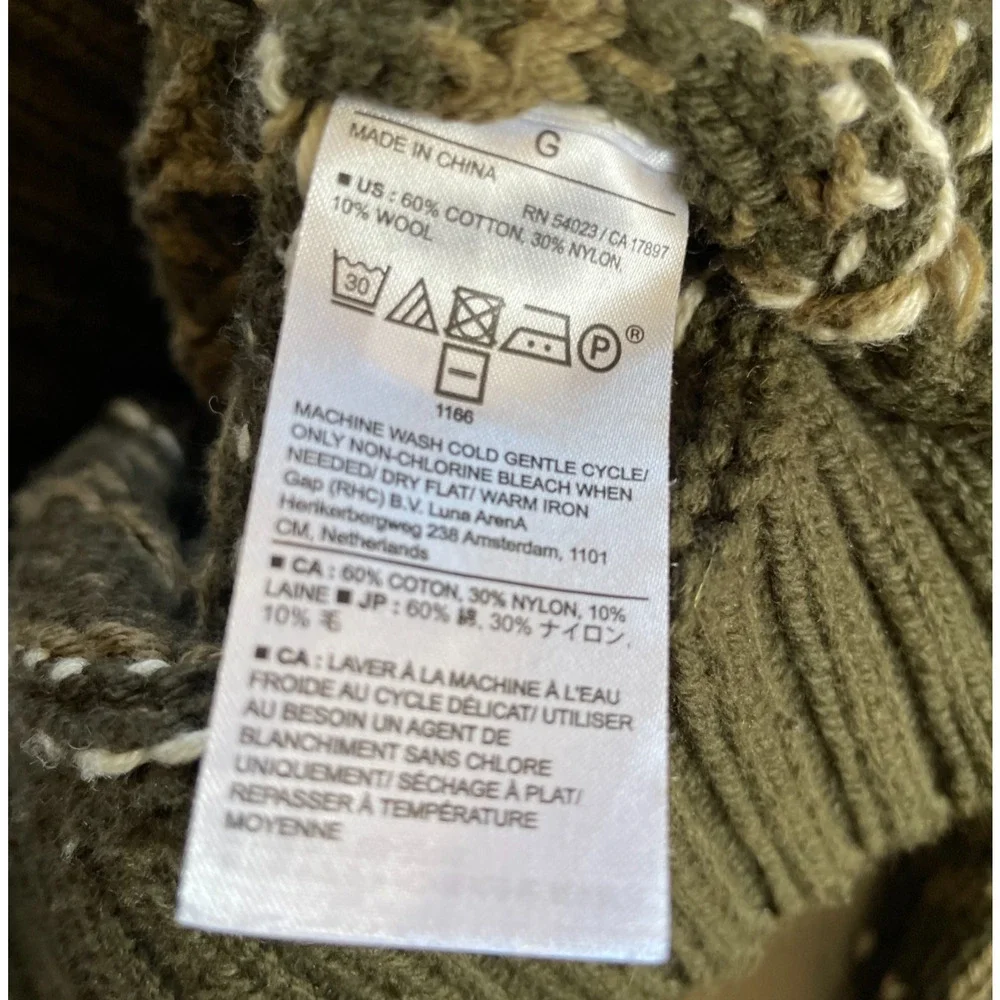 Banana Republic Fair‎ Isle Heritage Cottagecore Forest Green Grandpa Sweater L